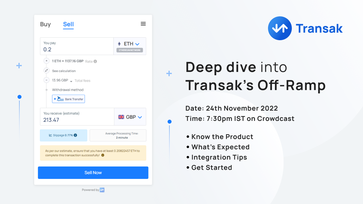 Learn more about Transak's Off-Ramp over a webinar session.